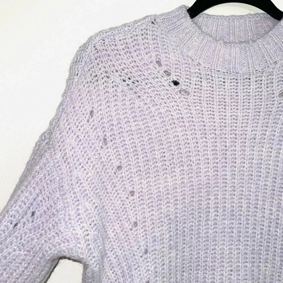 American Eagle Light Purple High Neck Chunky Knit Tunic Sweater Medium Women’s - Picture 3 of 10